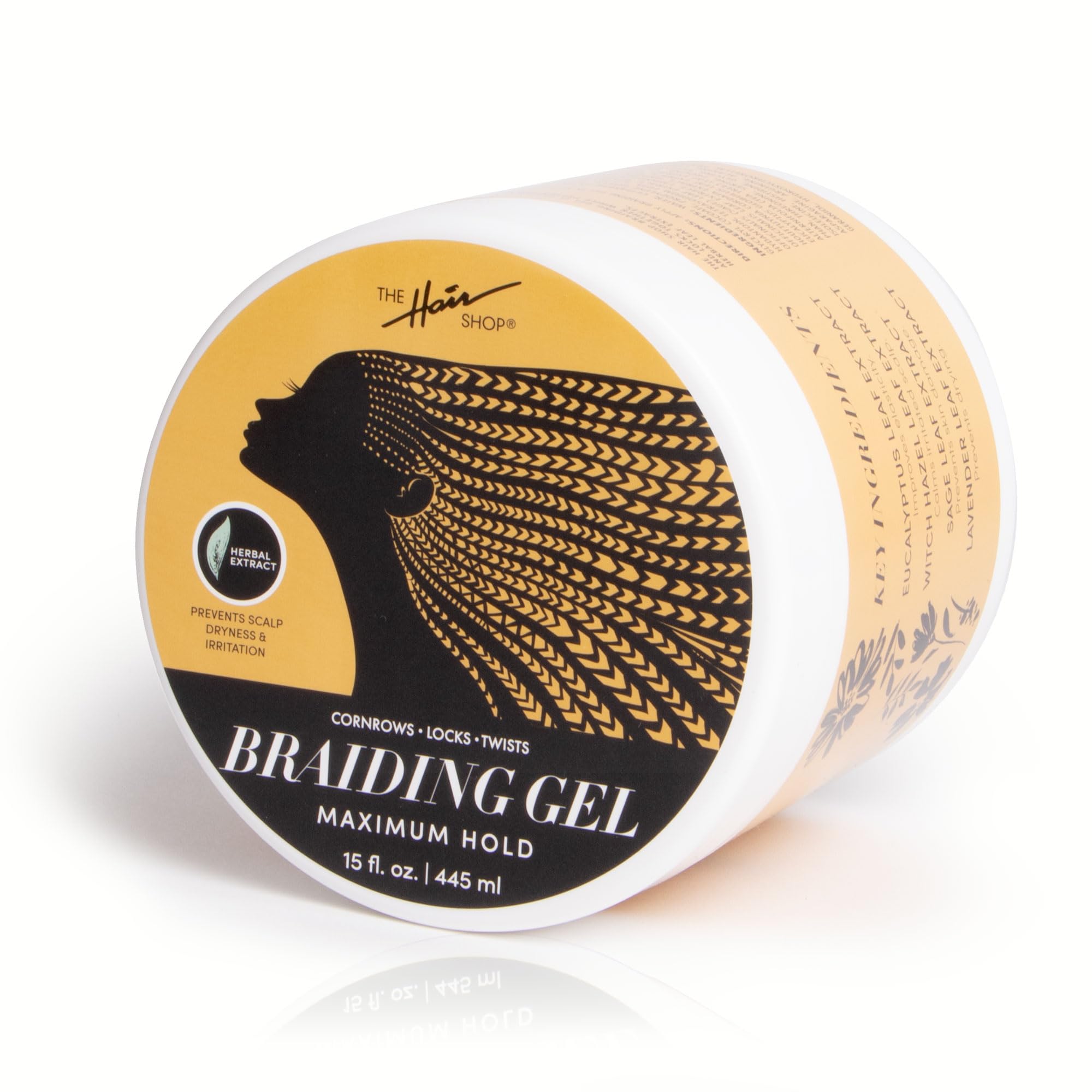 The Hair Shop Braiding Gel, Maximum Extreme Hold to Smooth & Tame Frizz, Made w/Herbal Leaf Extract for No Flakes or Drying, Adds Shine & Holds Braids