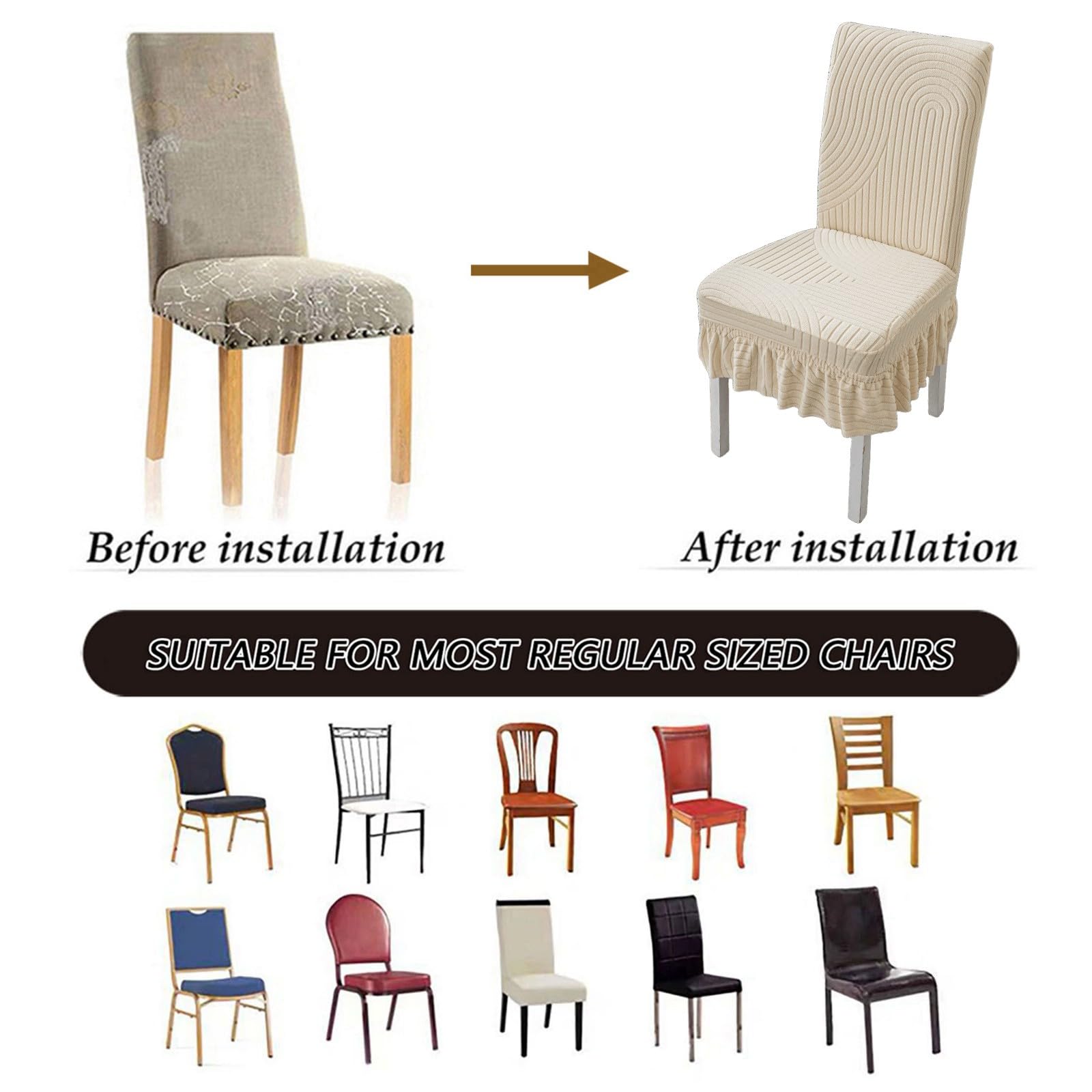 Lot de 4 housses de chaise de salle à manger extensibles, amovibles et lavables pour la maison et l'hôtel, décoration quatre saisons, bleu lac