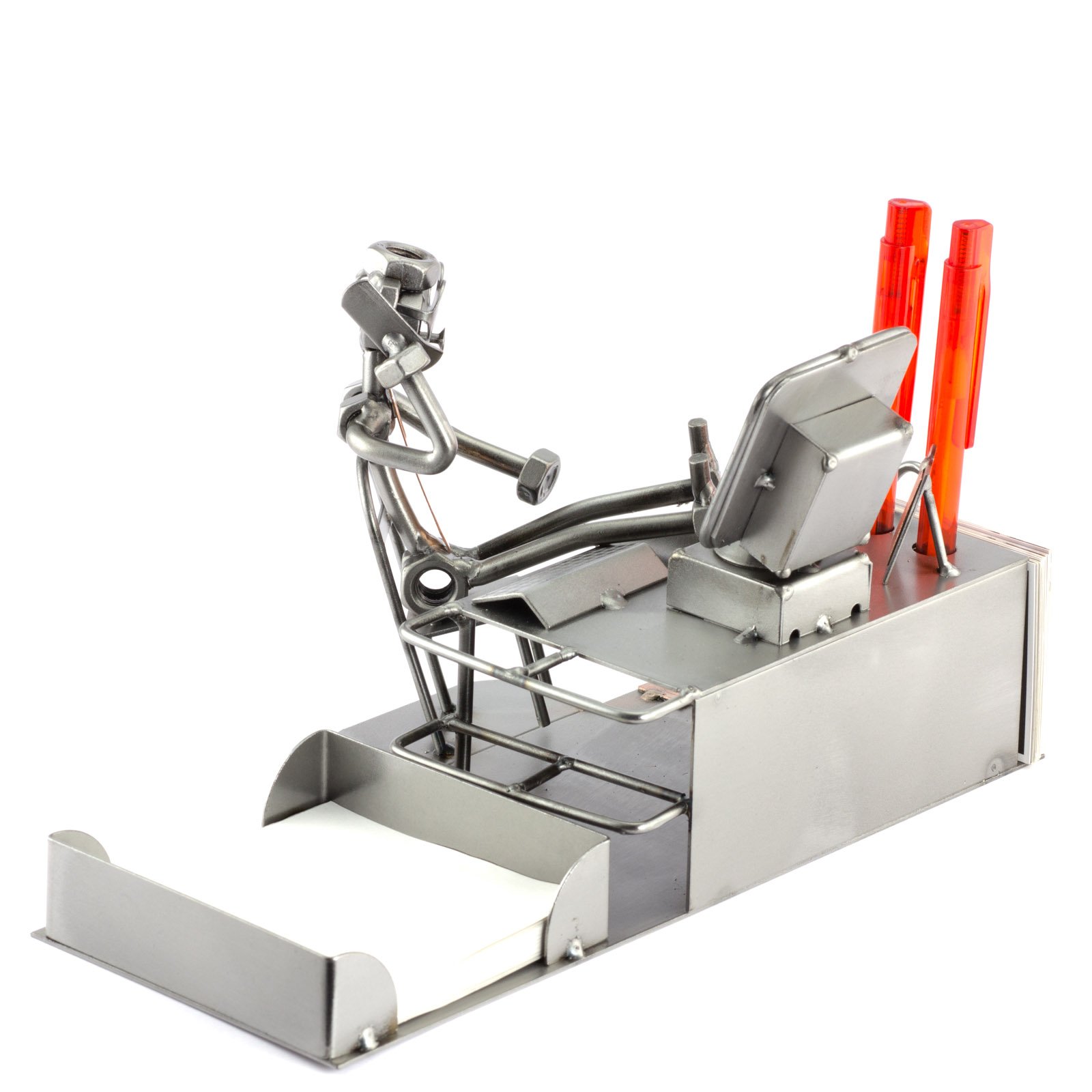 Steelman24 I Schroefmannetje PC-computer met visitekaarthouder I Made in Germany I handwerk I cadeau-idee I stalen figuur I metalen figuur I metalen mannetje