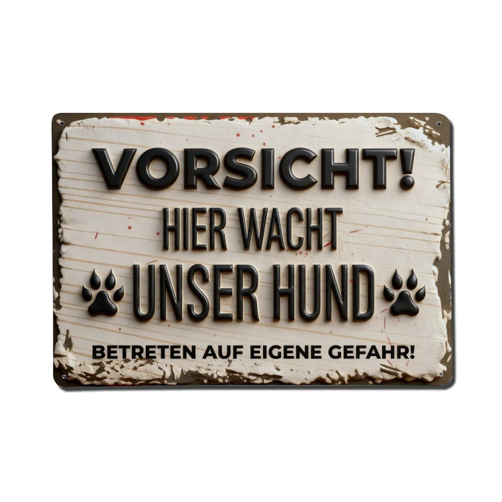 Caution Our Dog Guards Here Enter at Your Own Risk Metal Tin Sign Plaque