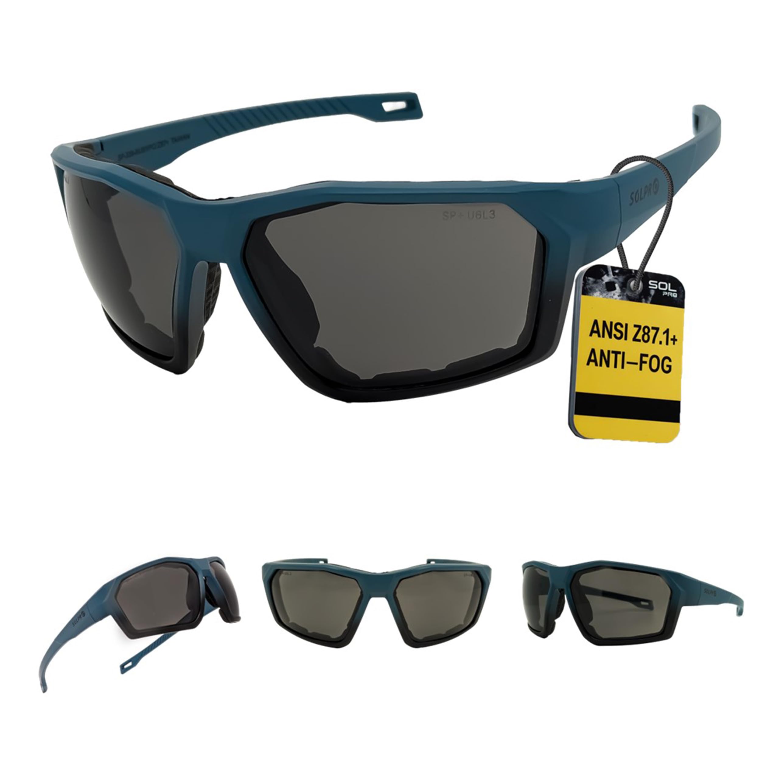 SOL PRO - Occhiali da moto antinebbia occhiali di sicurezza avvolgenti in schiuma imbottita antipolvere antivento occhiali per uomo donna