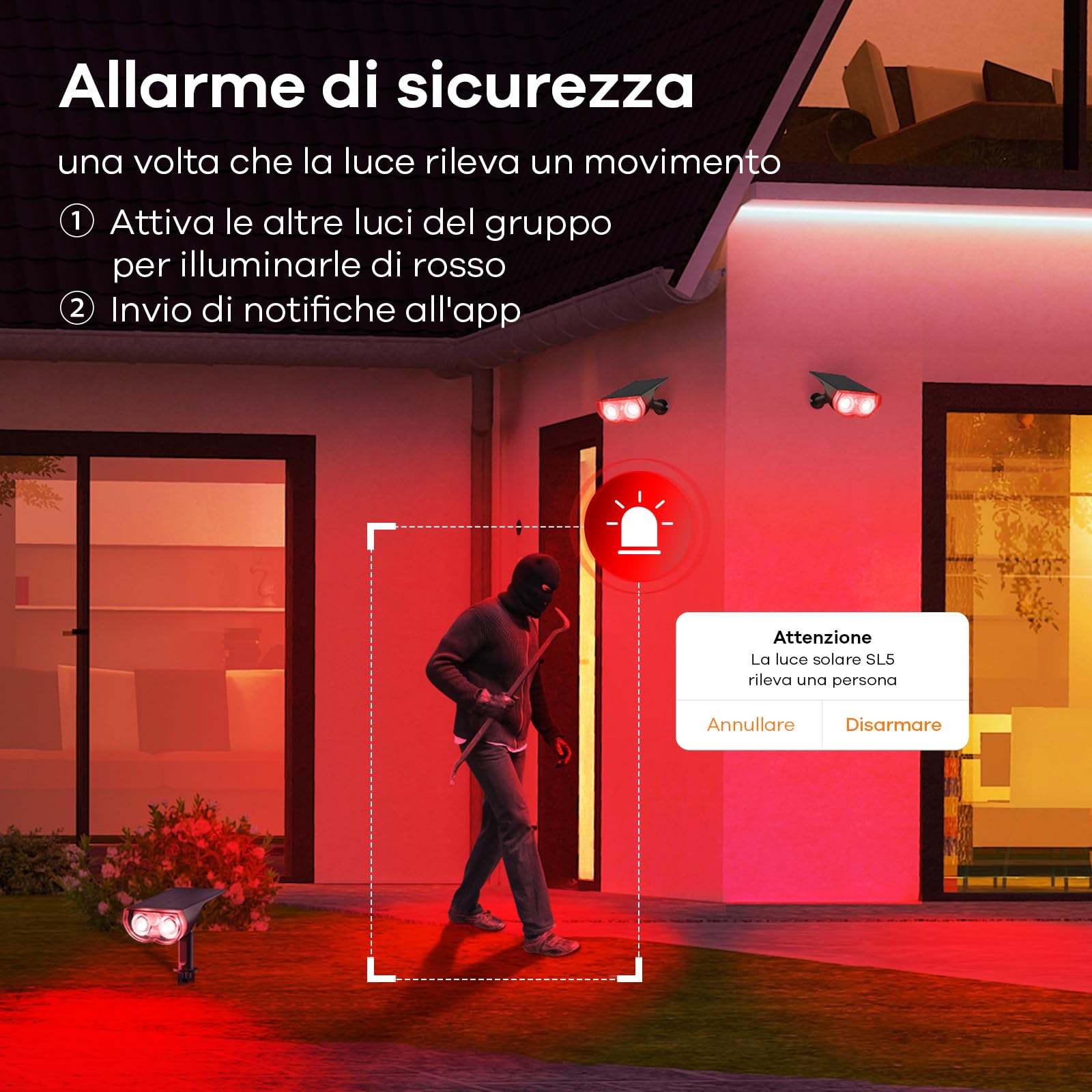 Linkind RGBTW Luci Solari da Esterno Giardino, sensore di movimento,16 milioni di colori RGB Faretti solari intelligenti per il giardino con Bianco caldo e freddo, controllabile in Gruppo，4 pezzi