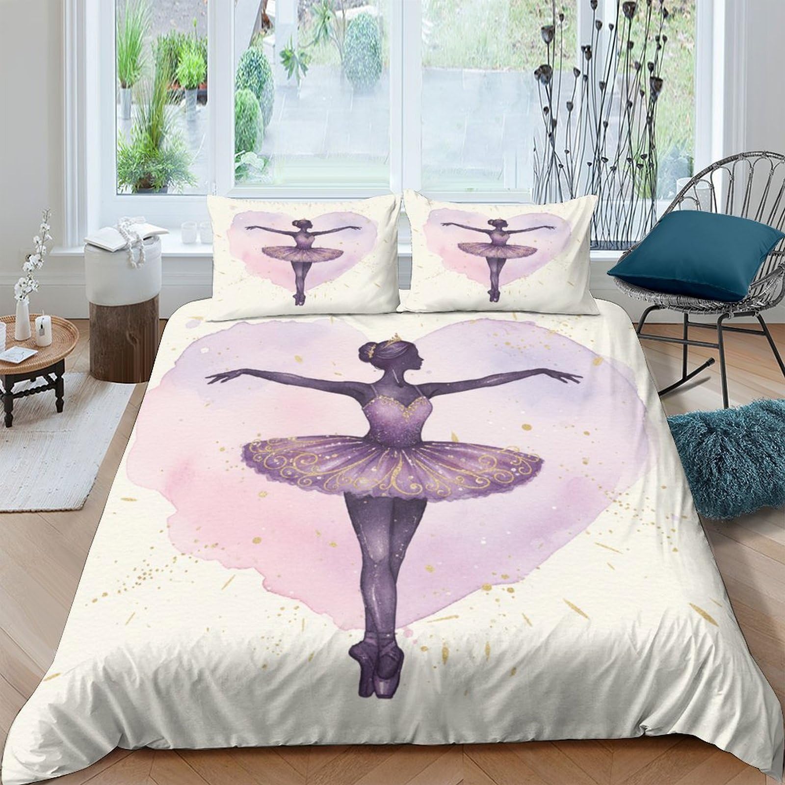Ctjqhvkz Style-2 3D Printed Ballerina Ballet Fitted Sheet Microfiber Soft Breathable Pink Art Mattress Cover For Bedroom Dorm Decor Single（135X200cm）