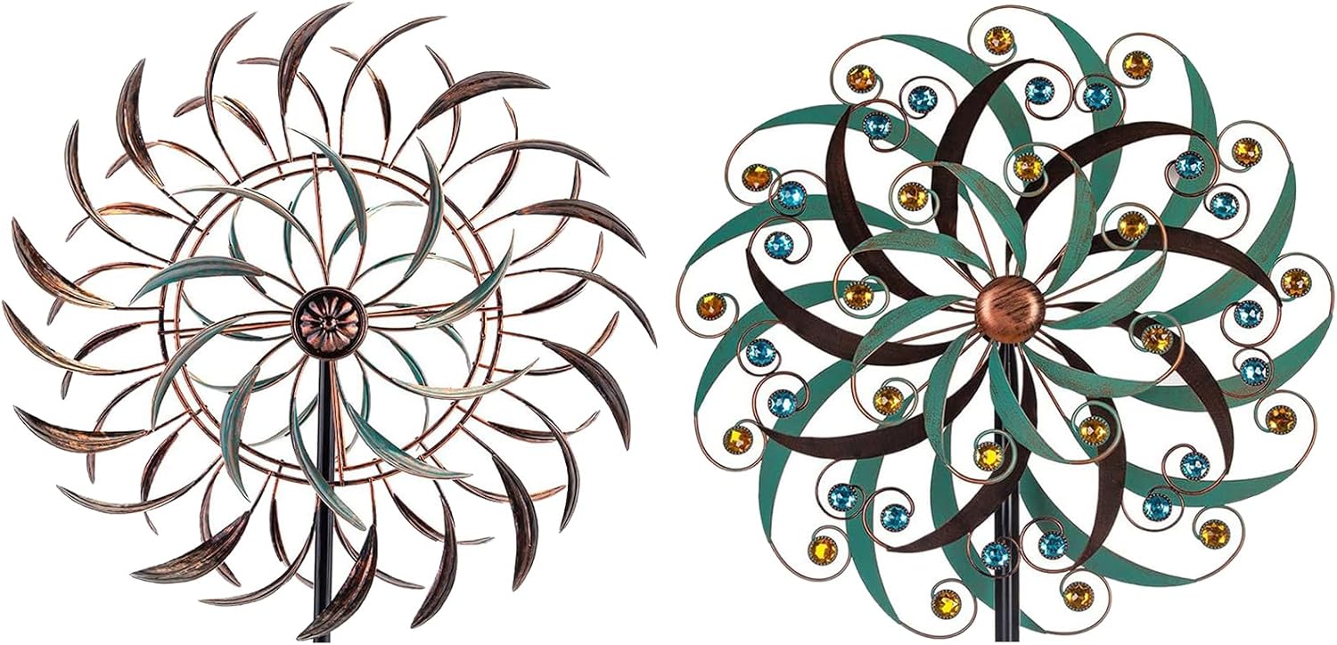 VEWOGARDEN 66 * 15.8 Inches + 20" Dia Large Wind Spinner, Outdoor Metal Windmill Spinner - Yard Art Spinner Wind Catchers Sculpture