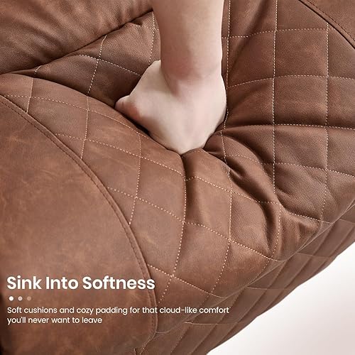Miniatura 5 de Sillón reclinable de cuero con soporte para tazas, silla reclinable manual para sala de estar, asiento moderno de cine en casa con asiento acolchado