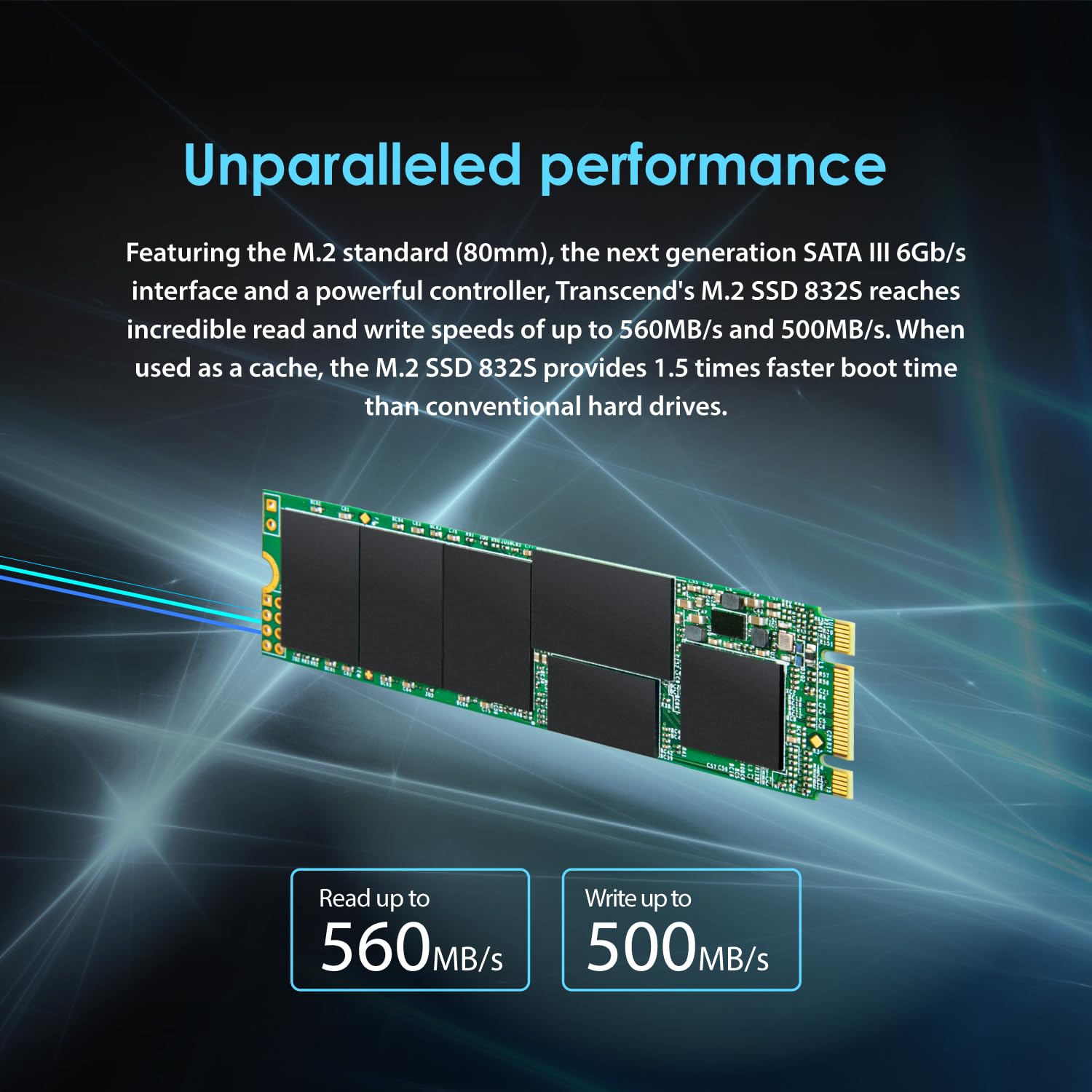Transcend SSD interno da 512 GB MTS832S M.2 2280 SATA III 6 Gb/s, memoria 3D TLC NAND con cache DRAM, single-sided ultra slim - TS512GBMTS832S