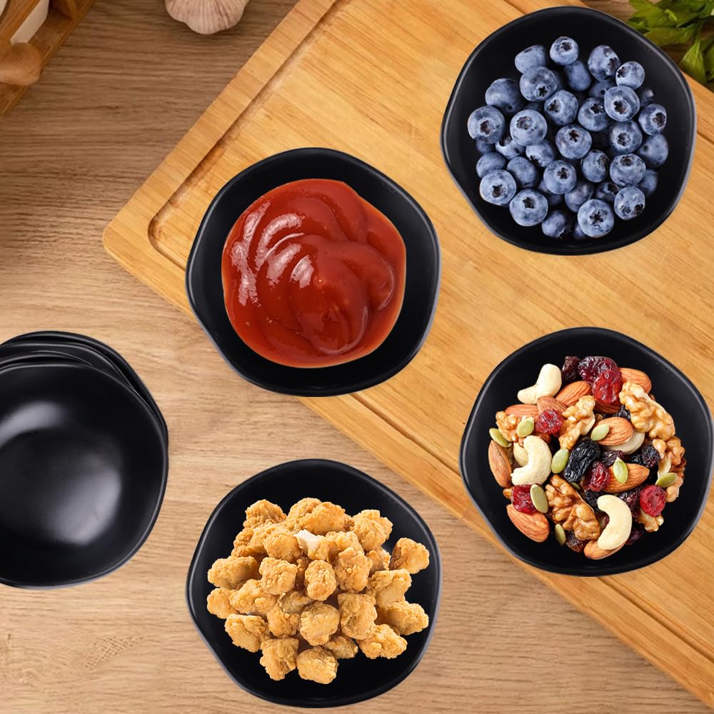 Piccole ciotole per cereali, set da 8 pezzi, colore nero, per bambini, riutilizzabili, per colazione, snack, dessert, salsa, insalata, zuppa (nero)