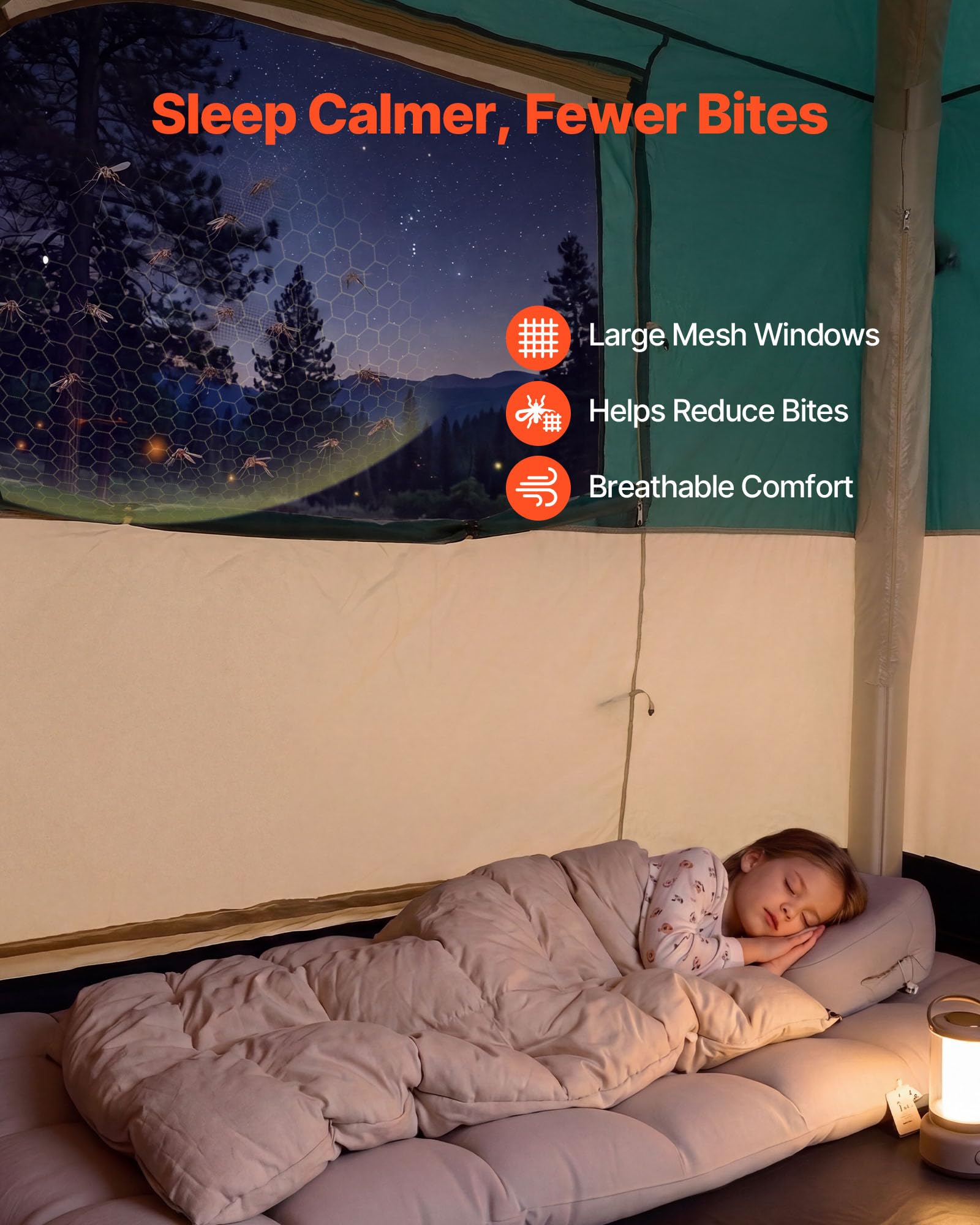VEVOR Campingzelt 6 Personen, Aufblasbares Familienzelt mit Wiederaufladbarer Pumpe, TPU-Luftschlauch & 4 Netzfenstern, Kabinenzelt mit Tragetasche für Familien-Camping & Wandern, Grün