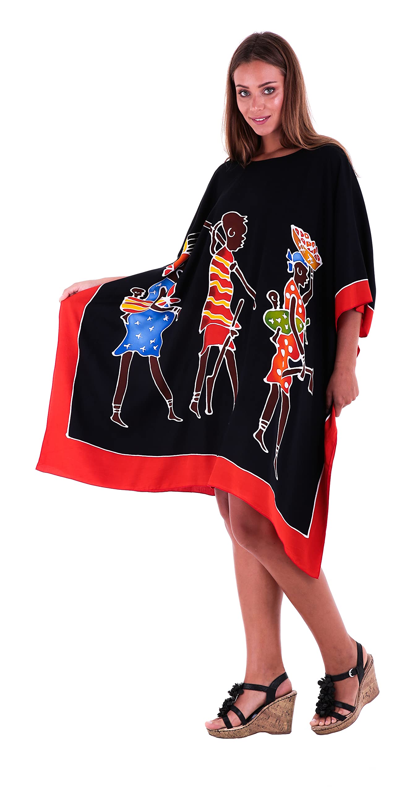 SHU-SHI - Caftán Corto para Mujer - Corte Estilo Poncho - Ideal para la Playa - Tallas Grandes