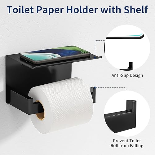 Miniatura 3 de Juego de 20 piezas de accesorios de baño negro mate, juego de toallas de baño de 24 pulgadas, toalleros de acero inoxidable para baño montado en la