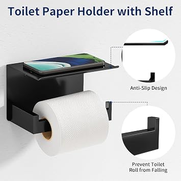 STWWO 20-Pieces Matte Black Bathroom Hardware Set