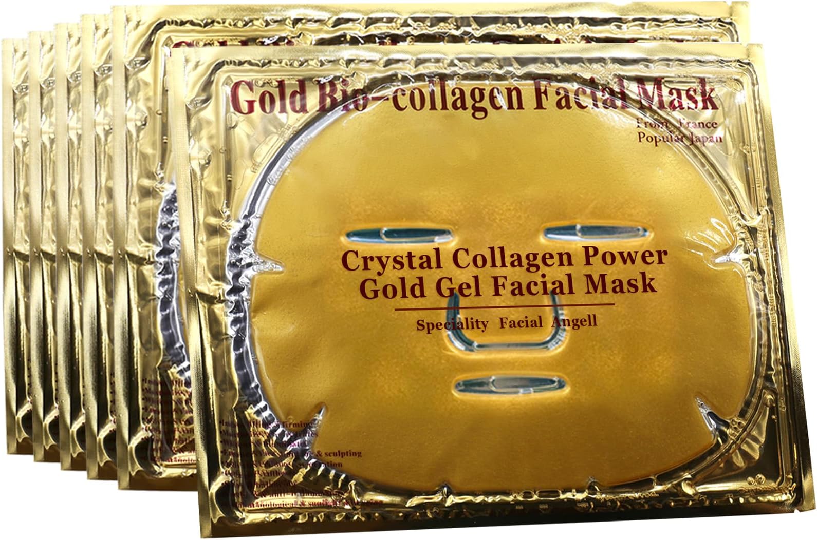 Permotary Joynest 6 PCS 24k Gold Gel Collagen Face Masks, Facial Treatment Deep Moisturizing Masks For Anti Aging Puffiness Skincare Anti Wrinkle Tighten Skin & Revitalize Skin (Gold)