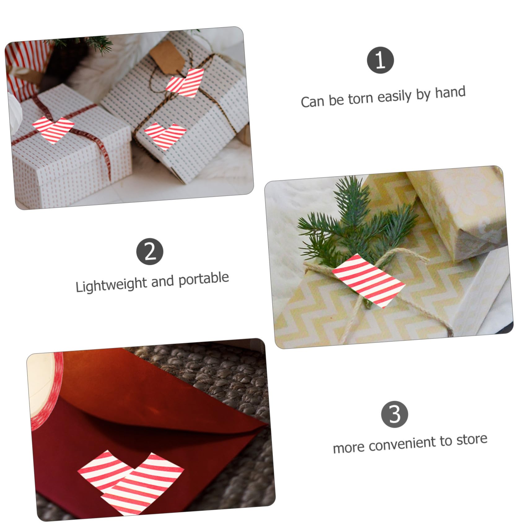 50rollos Cintas De Papel Decorativas Navideñas Washi Tape Rayas para Envolver y Manualidades De Navidad