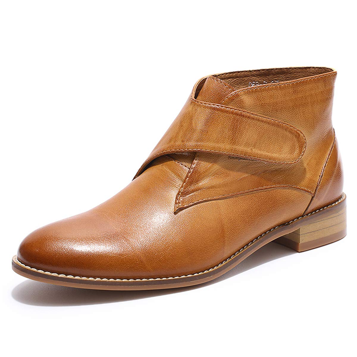 Mona Flying Women's Leather Wingtip Ankle Boots - Low Heel, Lace-Up, Fashion Booties With Pointed Toe