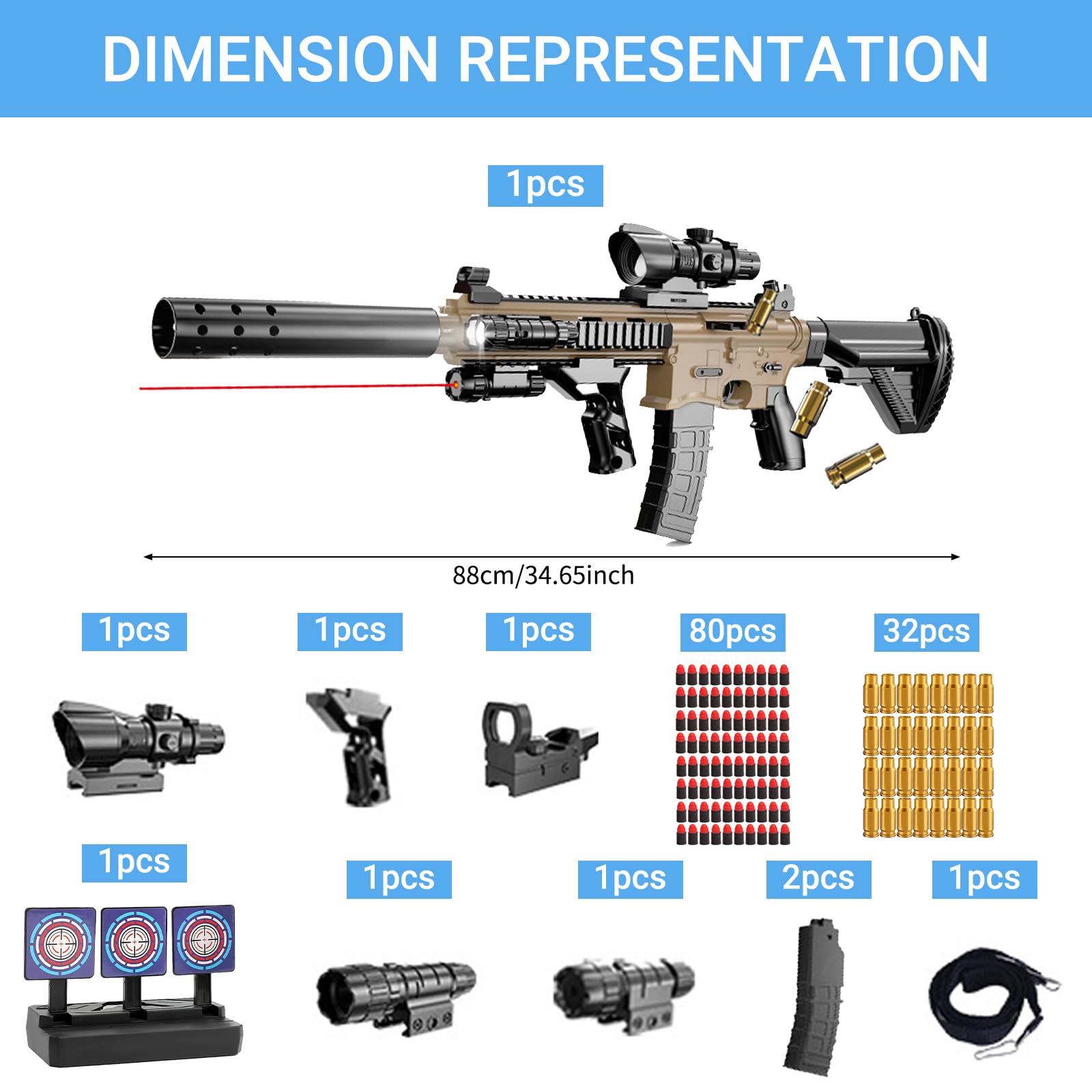 Pistolet Jouet avec balles Souples,Pistolet à Balle Molle,Mousse Jouet Blaster,Blaster en Mousse Souple,l'entraînement en Sécurité ou au Jeu,pour 14 +