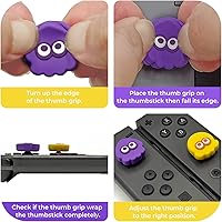 Vista 7 de FUNLAB - Tapas para palanca de mando compatibles con Nintendo SwitchOLEDLite funda de silicona para palo analógico 4 unidades amarillo y morado