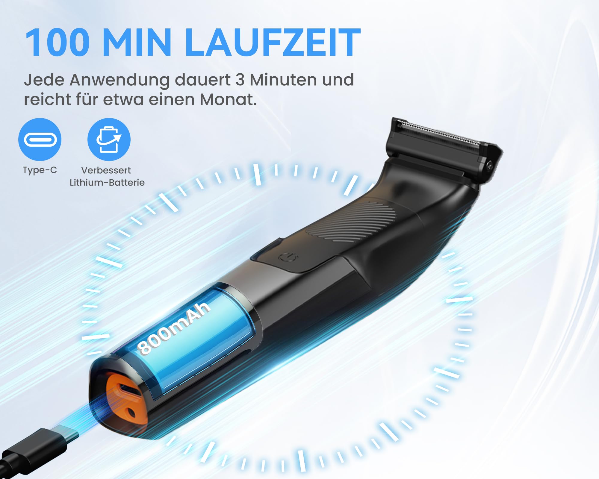 2-in-1 Elektrischer Körperrasierer Herren, MAXGROOM IPX6 Wasserdicht Trocken und Nass Intimrasierer Mann, Elektrisch Rasierer Trimmer für Körper und Intimbereich, Body Groomer Men mit Trimmaufsatz