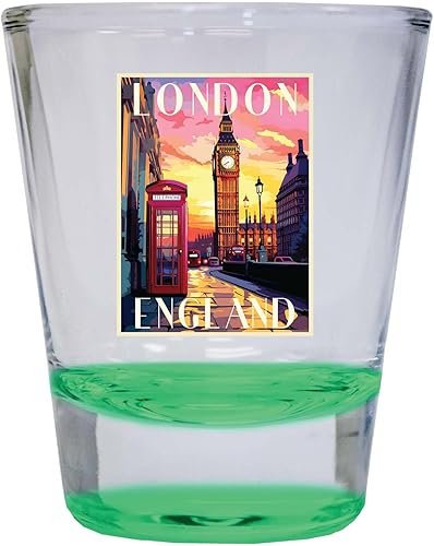 R and R Imports London England Design B Souvenir - Vaso de chupito redondo de 1.5 onzas, color azul, paquete de 2