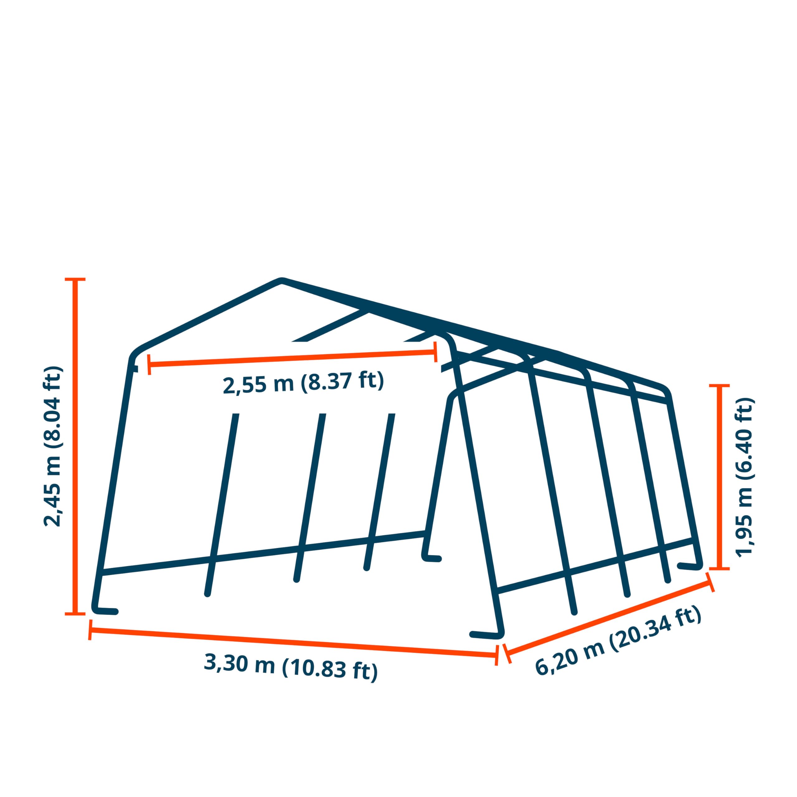 TOOLPORT Abri/Tente Garage Premium 3,3x6,2 m pour Voiture et Bateau - Toile PE 600 N imperméable Vert