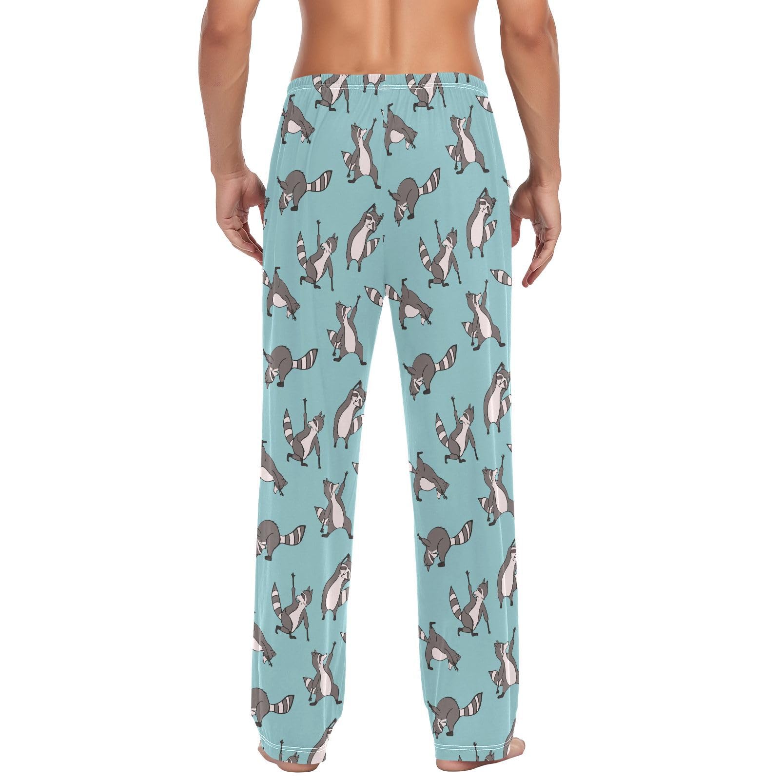 Herren-Schlafanzughose mit niedlichem Wildtiermotiv, 100 % Baumwolle, weiche Pyjamahose für Herren, Lounge-Nachtwäsche, gerade Passform, lange Schlafhose mit Taschen, Kordelzug, Größe XXL,