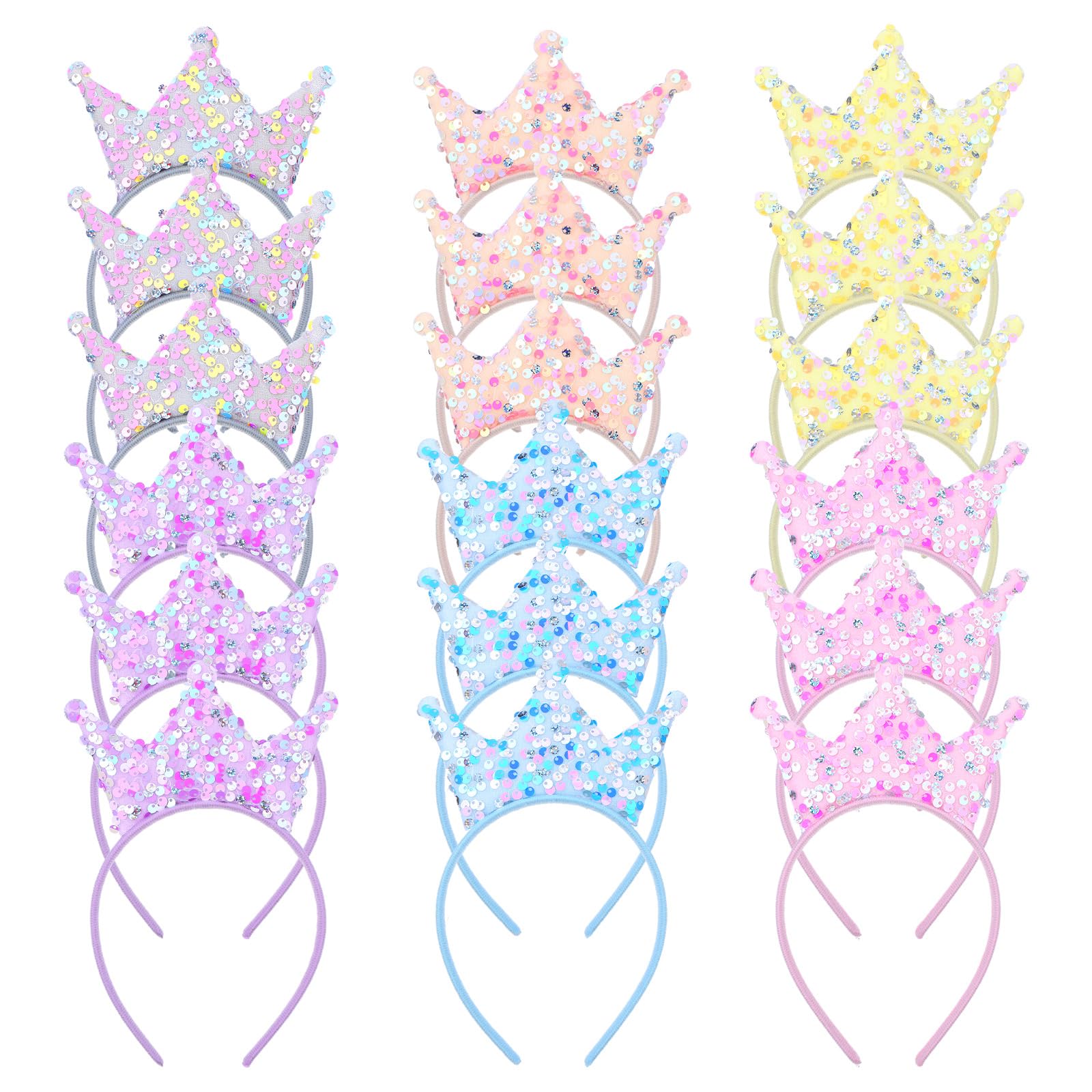 mekueeex 12 Packs Glitter Headbands Crown Party Favors Birthday Party Decorations