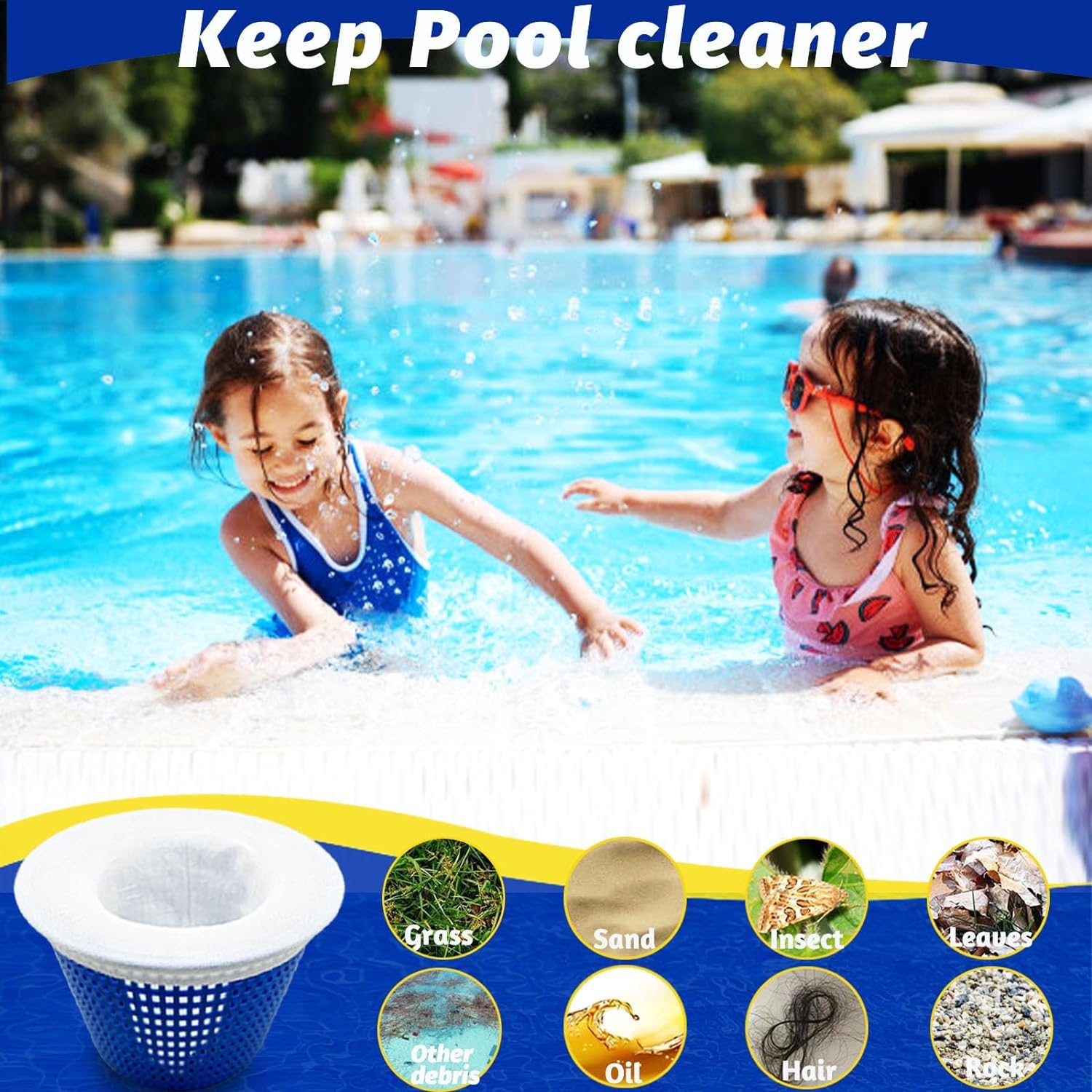 30 calzini per skimmer per piscina, filtro in nylon elastico bianco per