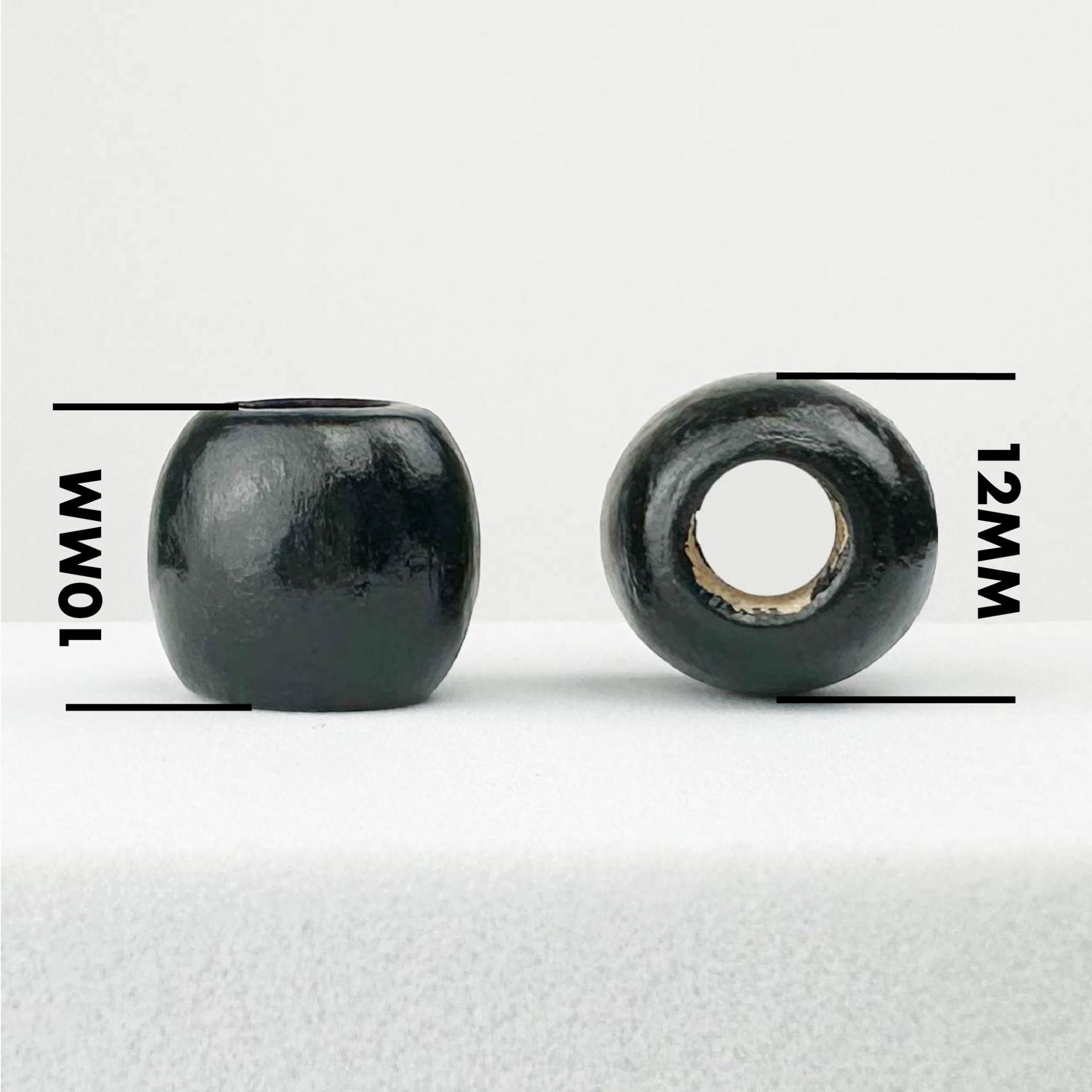 500 cuentas de madera de color marrón, marrón oscuro, negro y marfil de color blanco, 12 mm x 10 mm de diámetro, 5,5 mm de diámetro