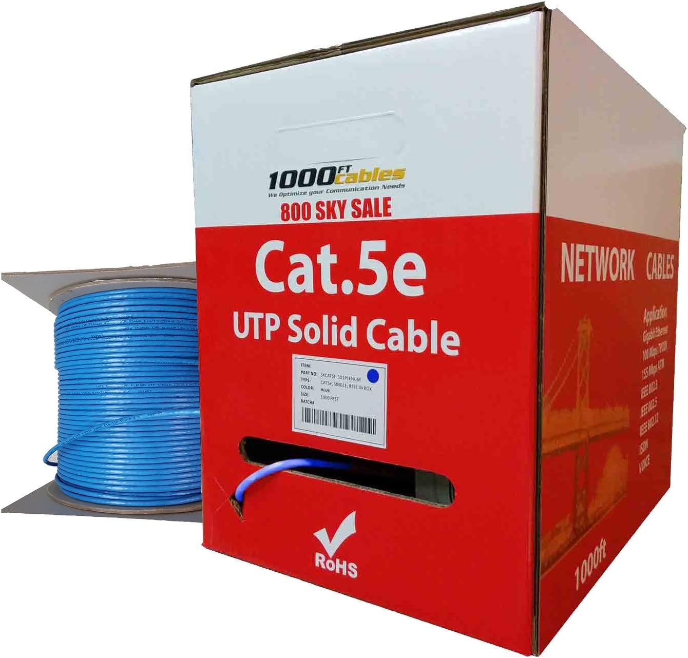 Flаѕh Dеаlѕ - 50% оƒƒ 1000FTCables CAT5e Plenum (1000 Feet) Bulk 350MHz Networking Ethernet CMP Cable (Blue)