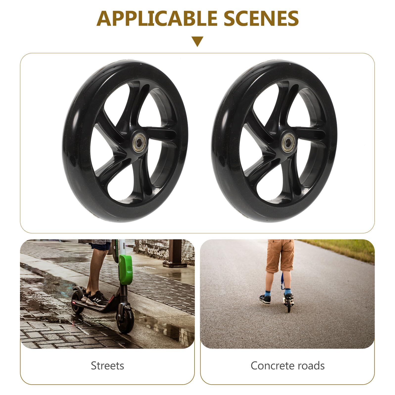 MAGICLULU 2 pièces Roues de Rechange pour Scooter PU Haute Élasticité Résistantes à Usure avec Roulements Légères et Durables pour Trottinette et Adultes Compatibles Routes Urbaines et