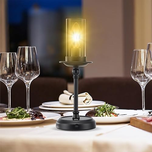 Anyboy Retro Cordless Touch Dimmable Table Lamp, 2-Pack 5200mAh Features 3 Color Temperature Switching and USB Charging, Great for Living Room,