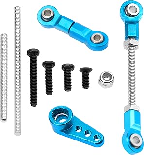 Vgoohobby Front Steering Link Rod Servo Link Linkages with 28T Servo Arm Compatible with WLtoys 1/28 K969 K979 K989 K999 P929 P939 Mini-Q Mini-Z RC Car (Blue)