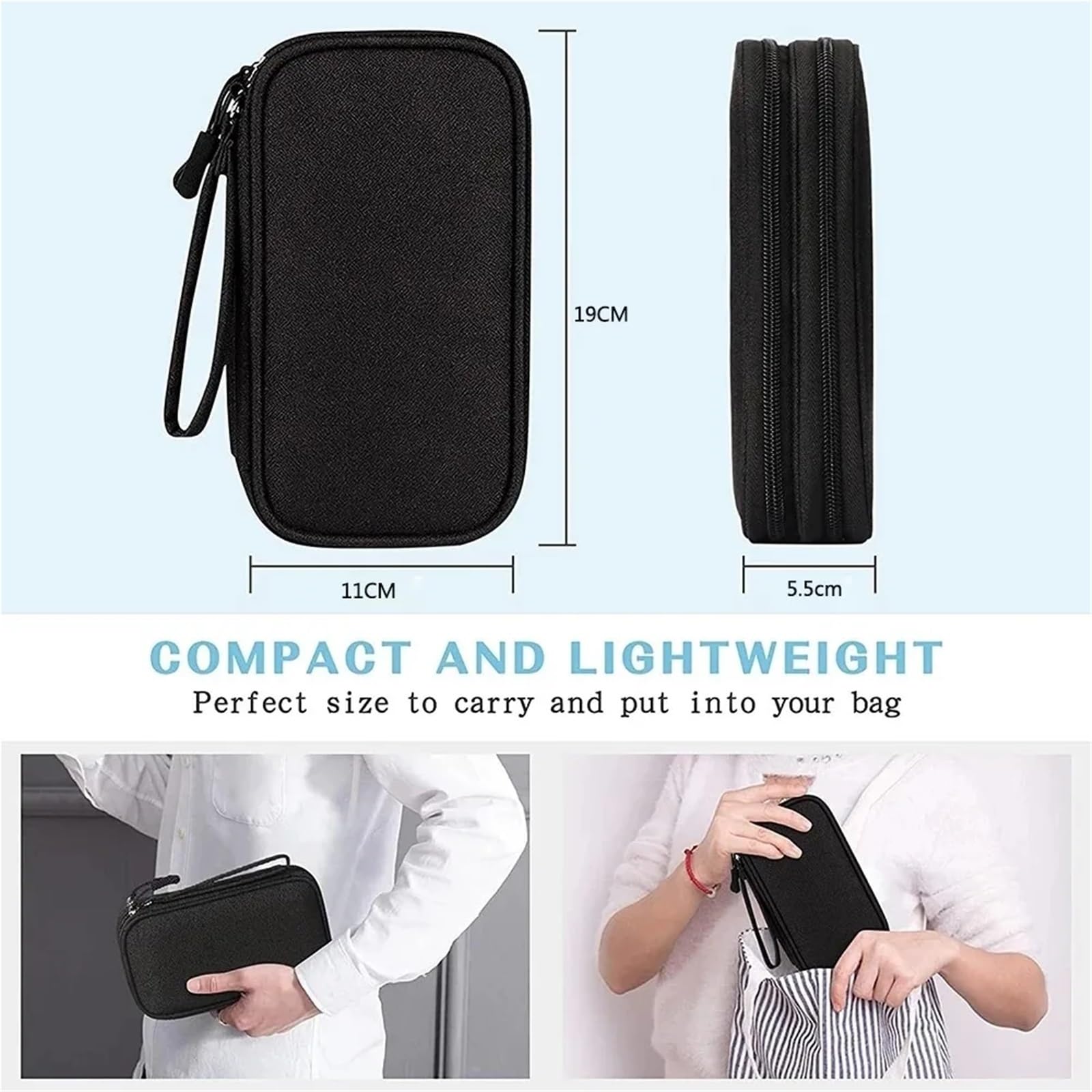 Borsa organizer per cavi viaggio 2 pezzi | Doppio strato portatile impermeabile(C)