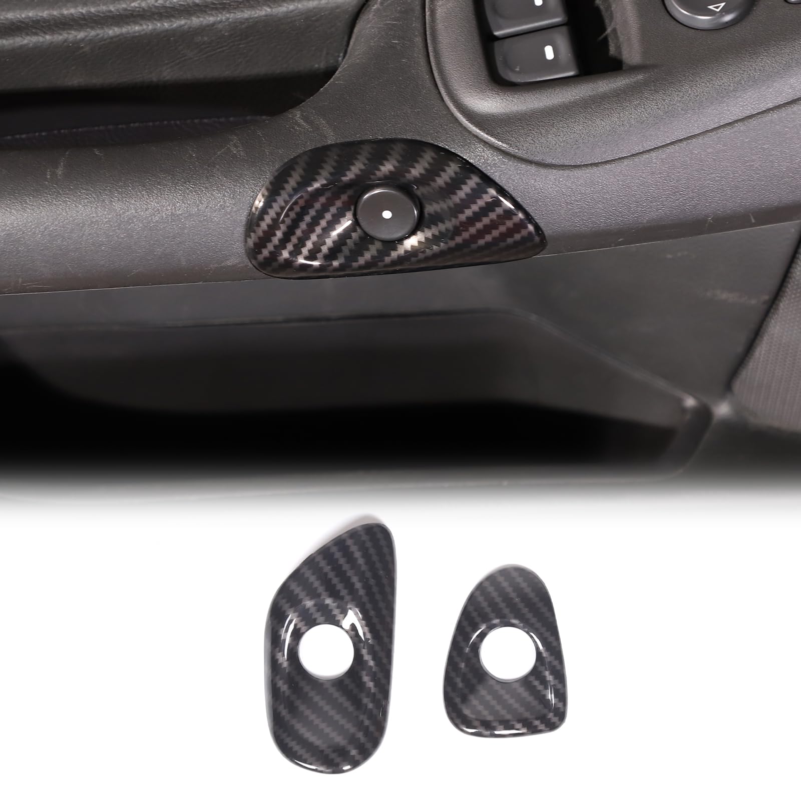 Car Door Switch Cover Trim Compatible with Chevy Corvette C6 2005-2013, Interior Door Release Bezel Switch Button Trim Accessories (Carbon Fiber Pattern)