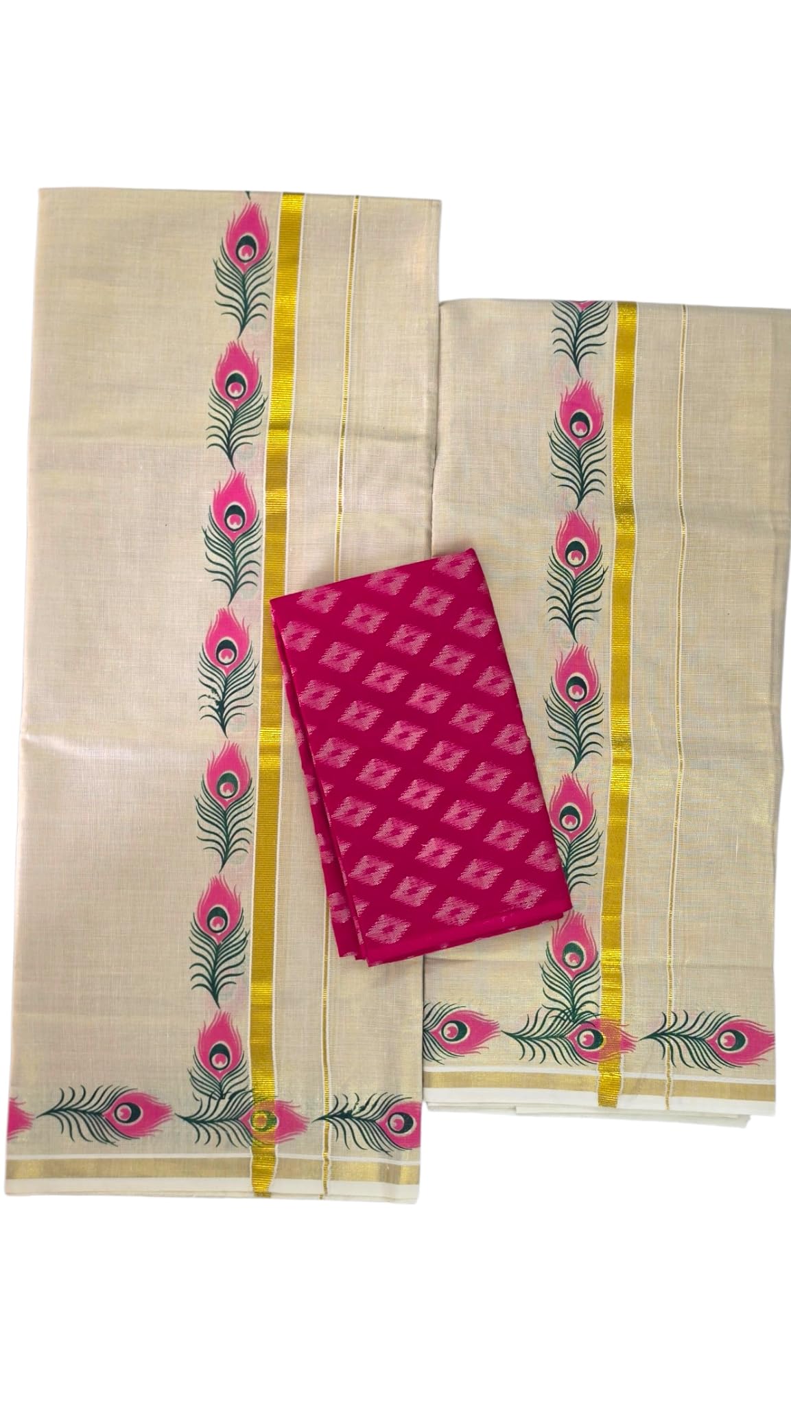 Mural Set Mundu For Womens Kuthampully Kassavu Set Mundu With Free Blouse Onam Special-picture-23