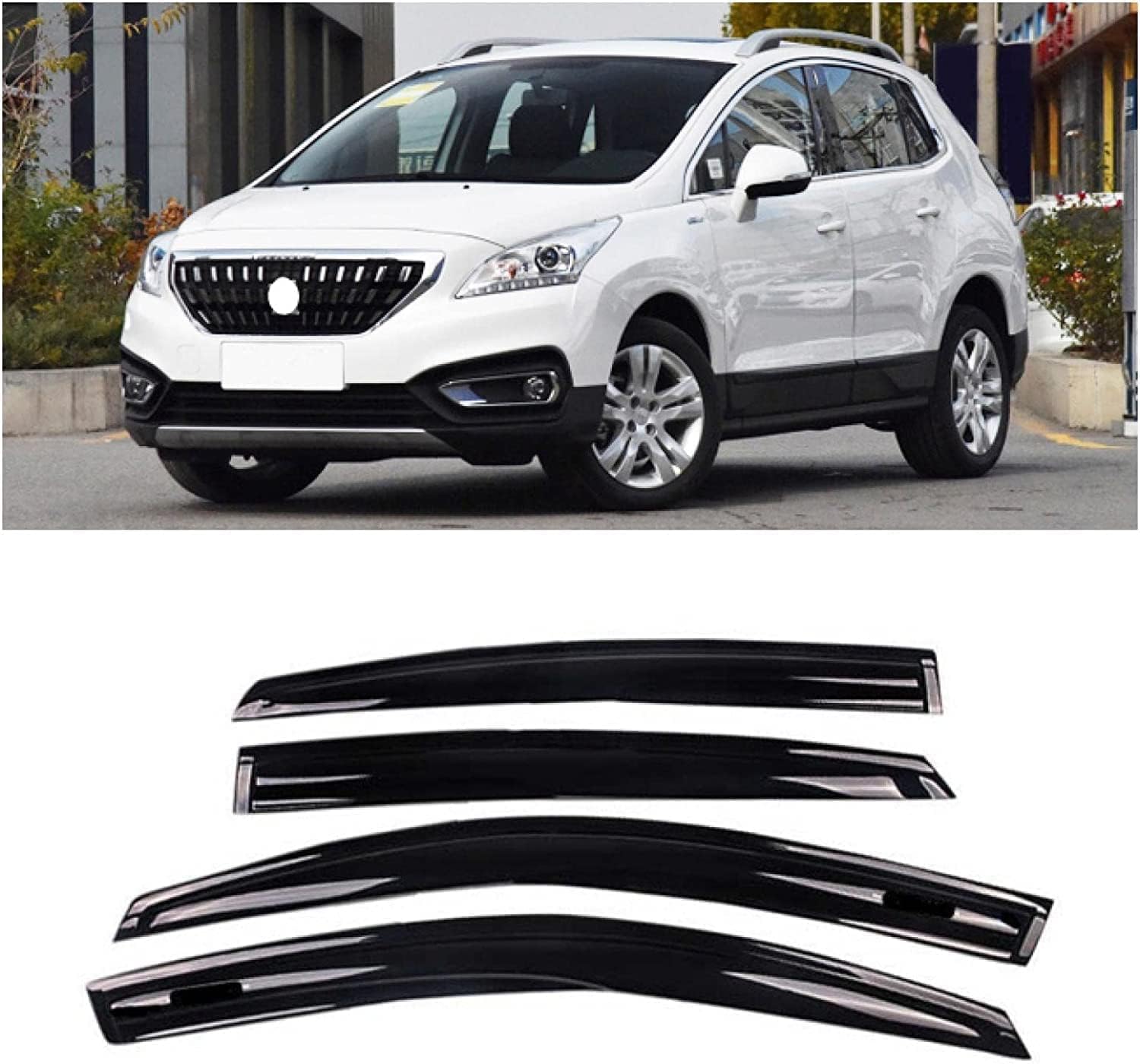 PANXUC Car Wind Deflectors for Peugeot 3008 2016–2019, Side Window Wind Rain Deflector Window Visor Sun Rain Guard Smoke Guards