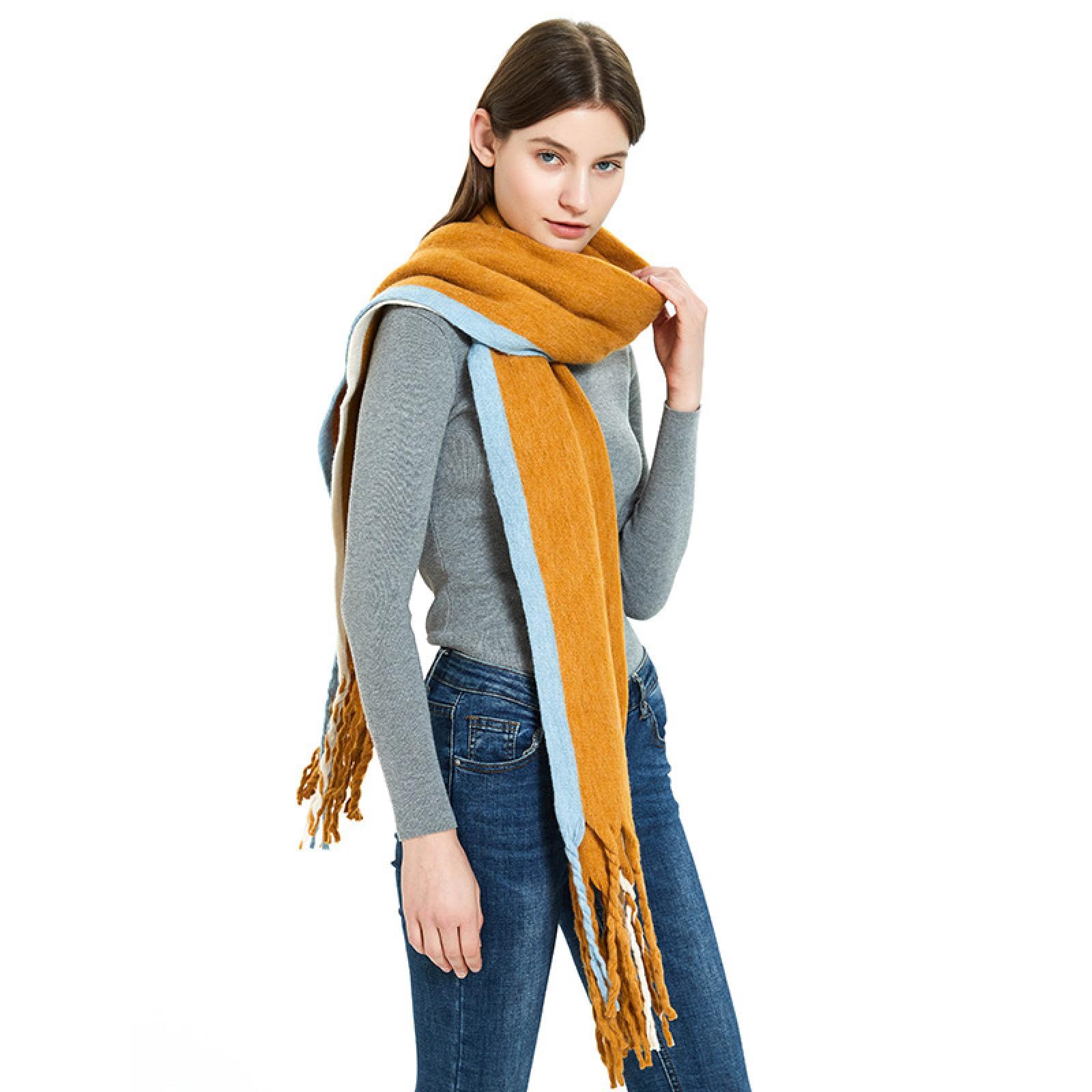 Sciarpa Donna Scialle Uomo Sciarpa Calda Per Uomo E Donna Autunno E Inverno Sciarpa Solida In Acrilico Con Nappa Lunga E Spessa