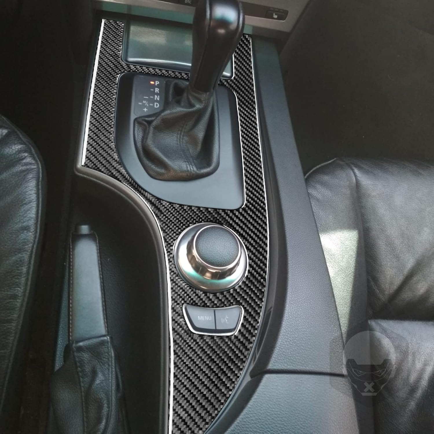 Carbon Fiber PC Vinyl Cover Trim Sticker Accessories Decoration Compatible with BMW 5 Series E60 2004-2007 (Gear Shift Dashboard Frame 30, Black)