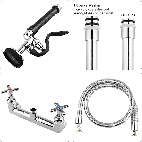 Miniatura 7 de Grifo comercial de 43 pulgadas con rociador para fregadero medianogrande, grifo de fregadero de cocina de latón cromado de 43 pulgadas de altura 8