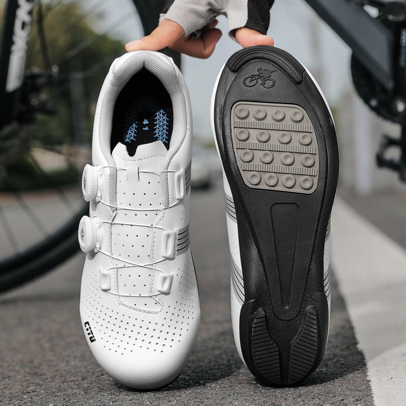 JiuQing Męskie buty rowerowe bez zapięcia do jazdy na rowerze górskim płaskie pedały gumowa podeszwa do jazdy w mieście na zewnątrz i wewnątrz