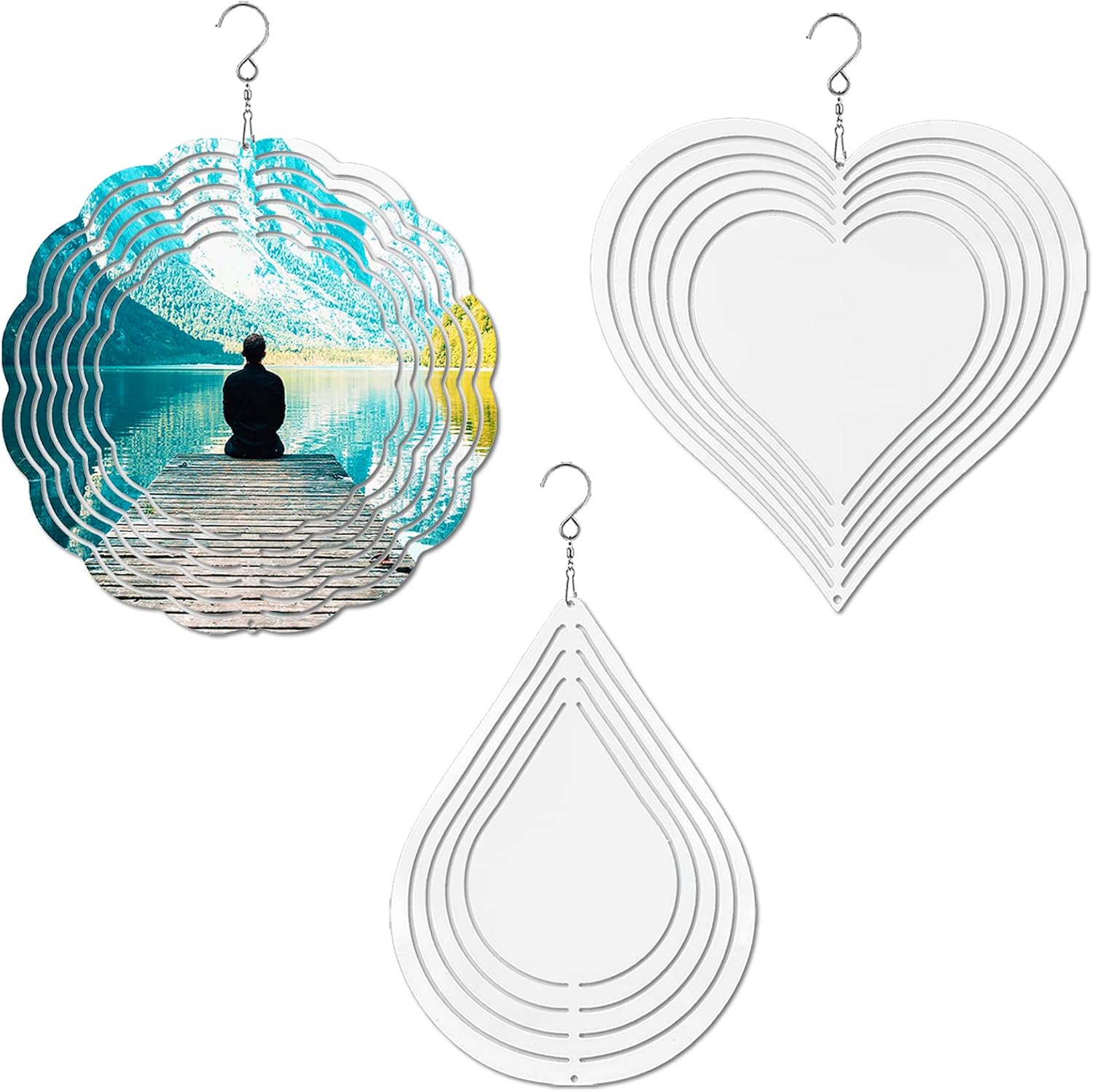 3 Pack Sublimation Wind Spinner Blanks, Aluminum Blank Wind Spinners Wind