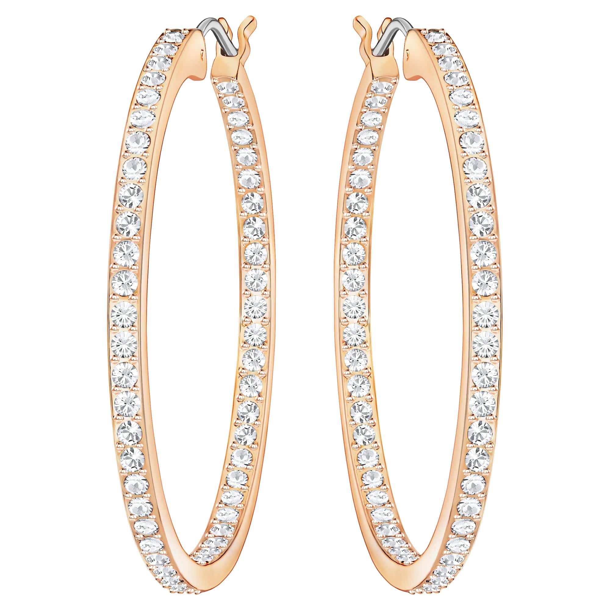 Swarovski Orecchini a cerchio Sommerset, Bianchi, Placcato color oro rosa