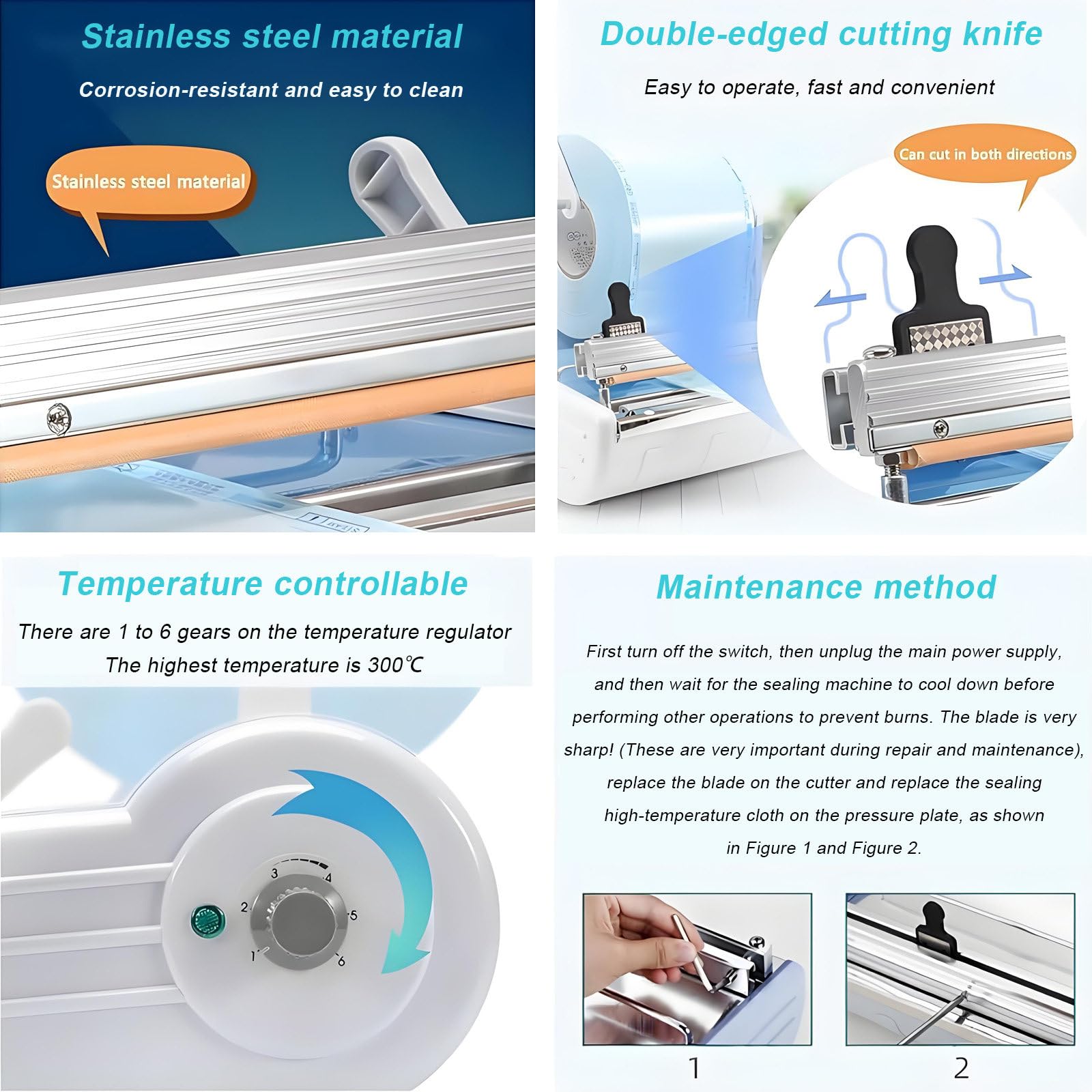 Medizinische Thermosiegelmaschine für Kliniken, Krankenhäuser und Labore, maximale Temperatur 300 °C / 6 Temperaturstufen, Siegel- und Verpackungsmaschine