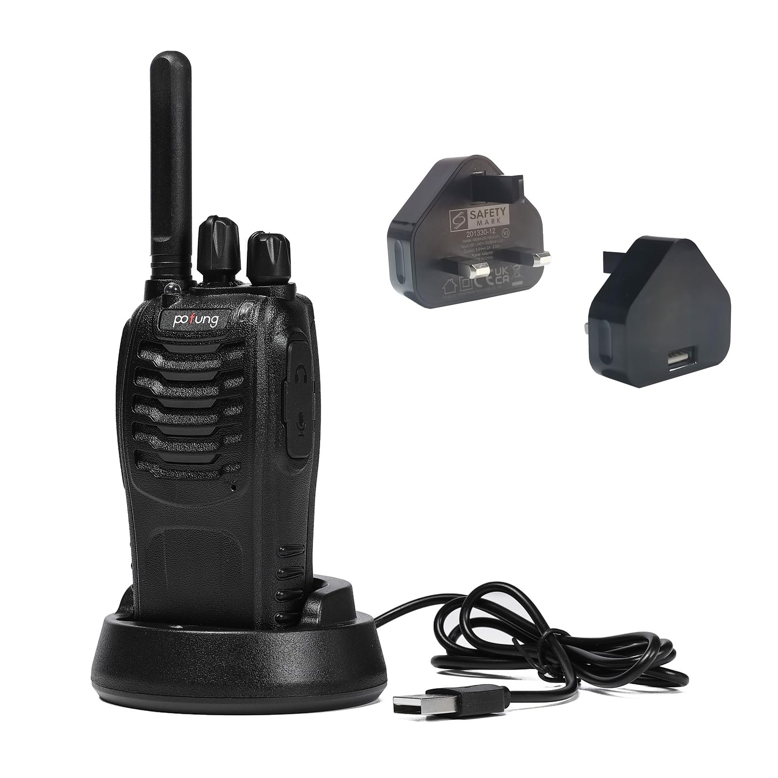 PMR446 Walkie Talkies License Free Handheld Two Way Radio pofung PT88E Long Range Walkie Talkie with 16 Channels Scan Earpieces Flashlight for Camping Warehouse Security Church School (Black 6 Pack) - Image 4