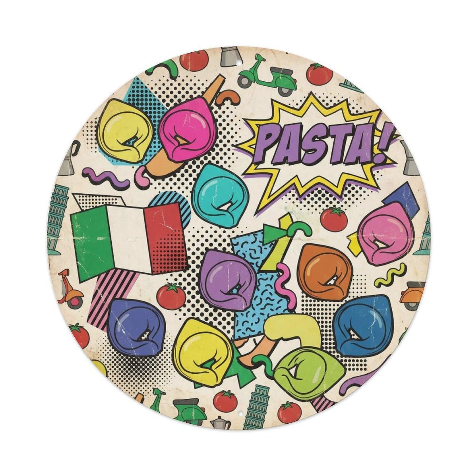 Pasta Food Market Memphis Pop Italian Cuisine Metal Tin Sign
