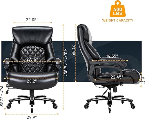 Miniatura 3 de ZSQN Silla de oficina grande y alta para personas pesadas, respaldo alto, extra ancha, resistente, silla de oficina ejecutiva, cómoda para oficina