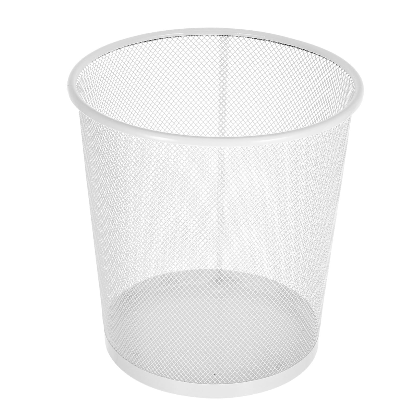 INOOMP Cestino Gettacarte in Ferro Bianco, Rotondo a Rete, 1 Pezzo | Ufficio e Sotto Scrivania, Capienza Ampia, Design Elegante e Semplice, Uso Versatile