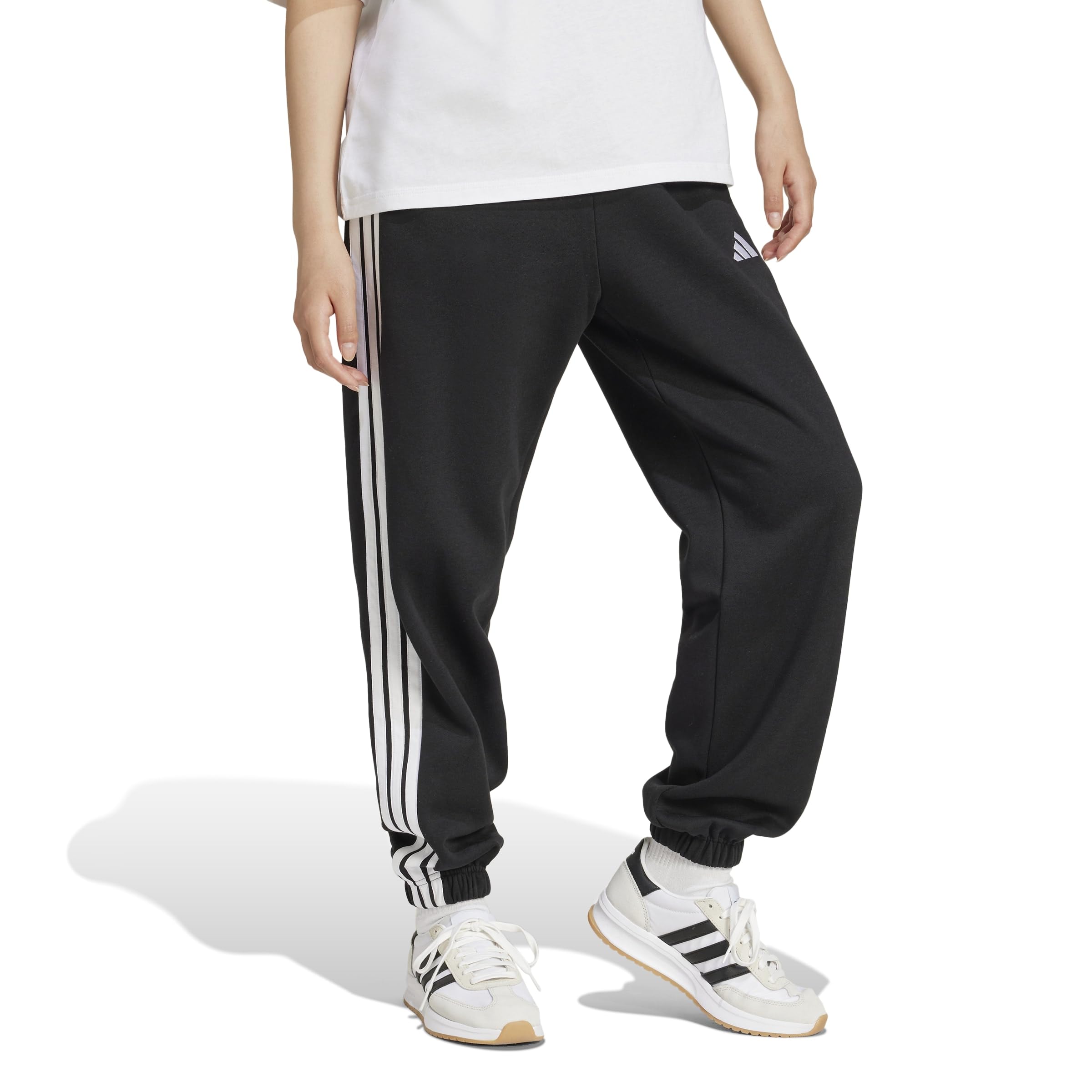 adidas ESSENTIALS 3-STRIPES FLEECE LOOSE PANTS - Spodnie golfowe Kobiety
