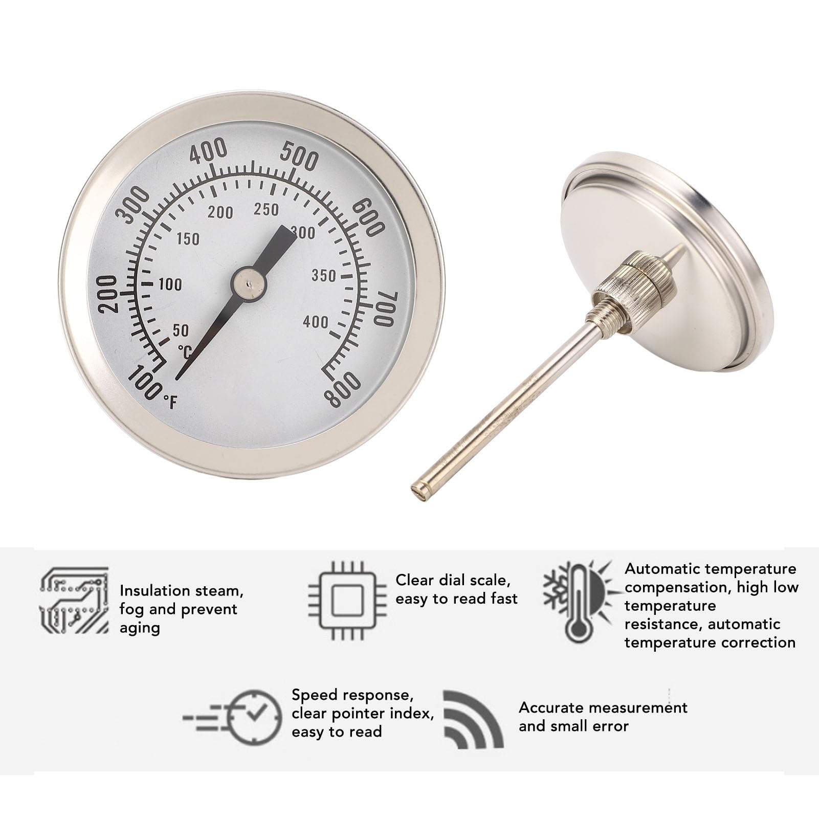 Oven Thermometer Industrial, Scale Thermometer with Large Dial 100 to 800? 50 to 400? Monitoring for Oven and Barbecue Racks