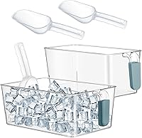 Vista 13 de Havawish Juego de 2 Recipientes para Hielo y Cucharones Flexibles de Plástico para Congelador con Asa Extraíble, Cubo de Almacenamiento Transparente