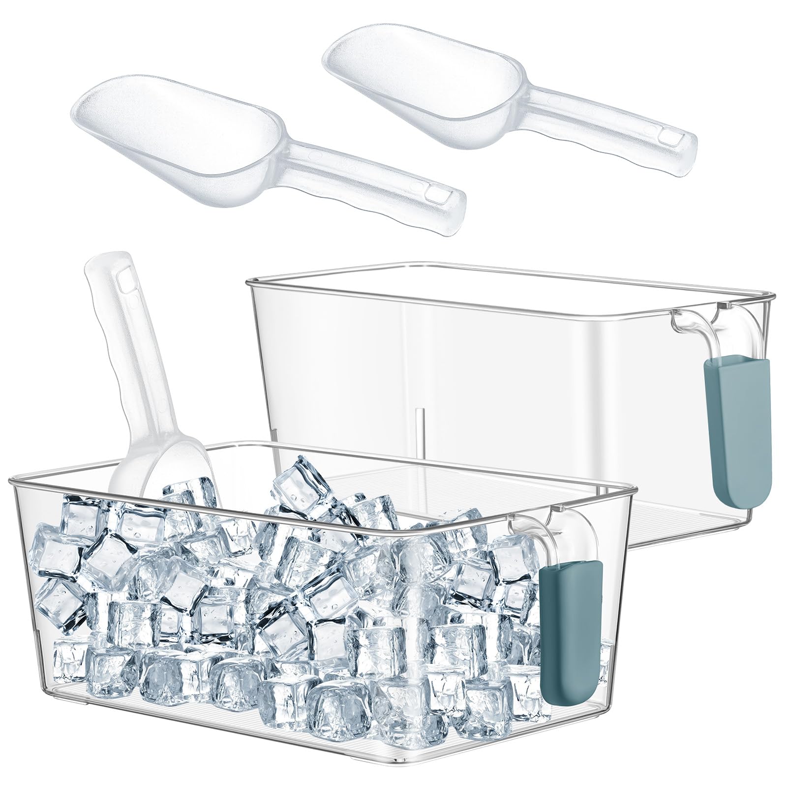 Havawish Ice Storage Bin and Flexible Scoop Set Plastic Freezer Bin